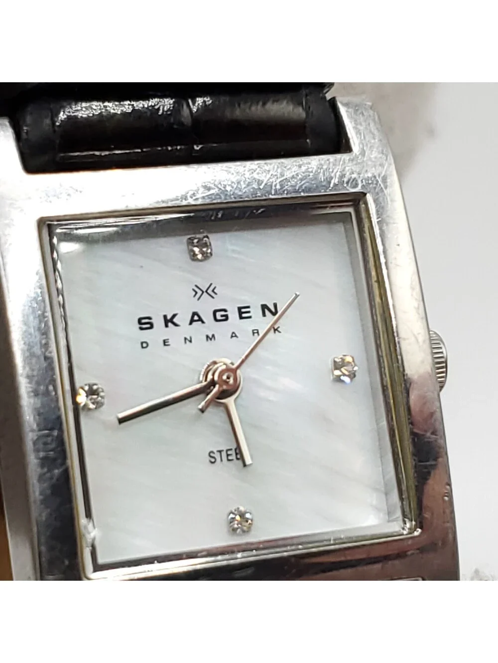 Skagen Womens Watch 20mm New Battery MOP Dial 528sslb4cr Square